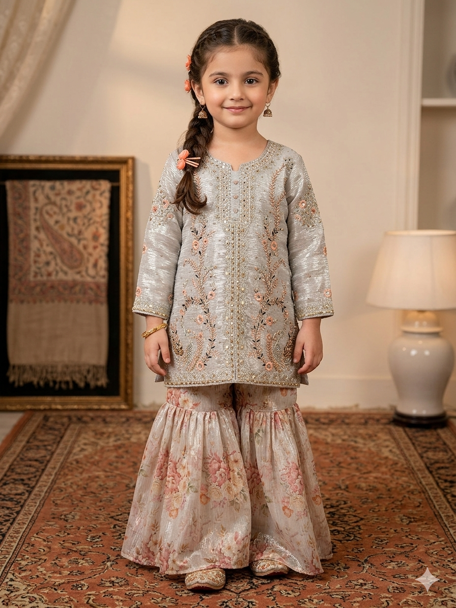 Ff029- China Masori Handmade Shirt With Printed Sharara