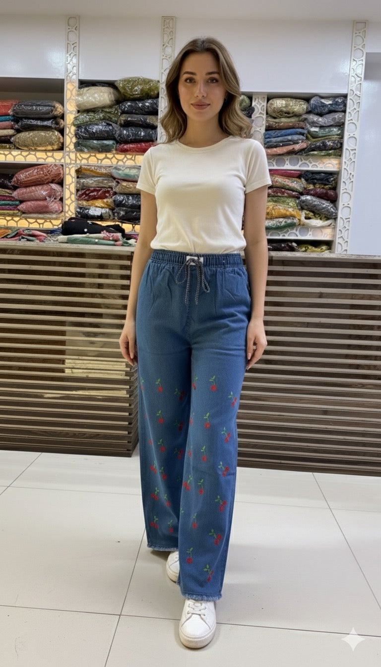 Cherie Embroidered Baggy Jeans