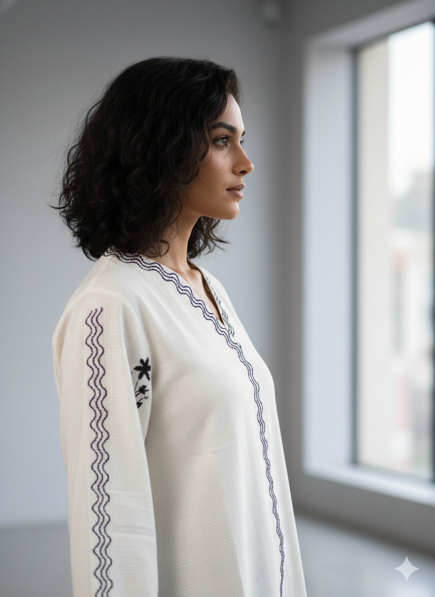 St005 - Royal Sleeves Embroidered Top