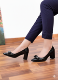 Sh001- Black Block Heel Court Shoe
