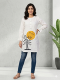 St123- Cotton Tree-Sun Embroidered Top