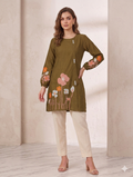 St124- Cotton Multi Floral Embroidered Top