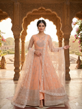 Lf058- 3pc Fancy Gown Style Net Working Maxi With Trouser And Working Dupatta