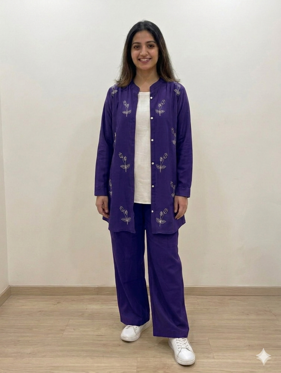 Cs052- 3pc Imported Grip Cordset- Embroidered Button Down Shirt With Inner And Cargo Trouser