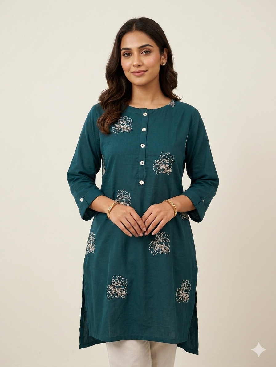 St127- Slub Embroiderd Top