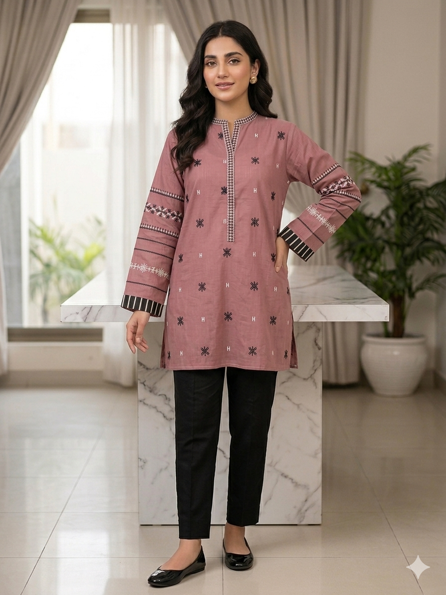 St126- Cotton Random Embroidered Top