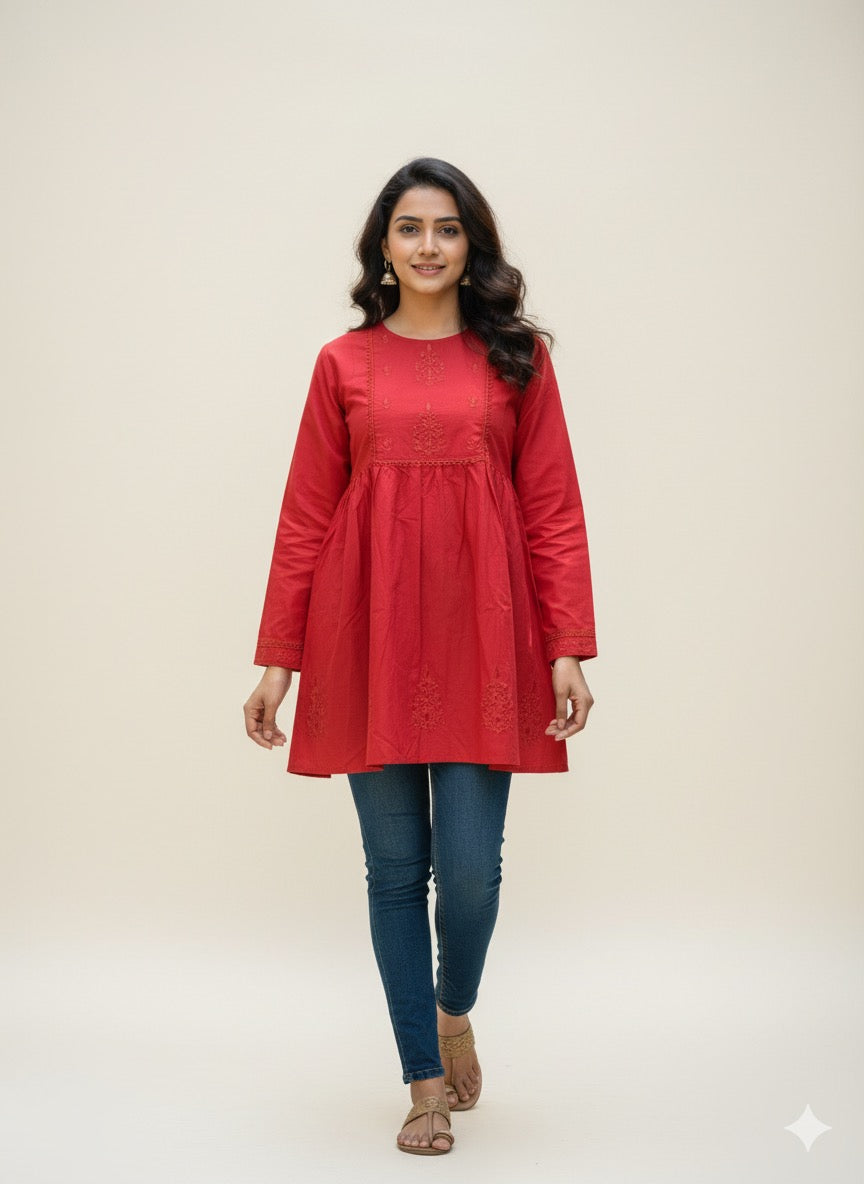 St035- Embroidered Floral Frock