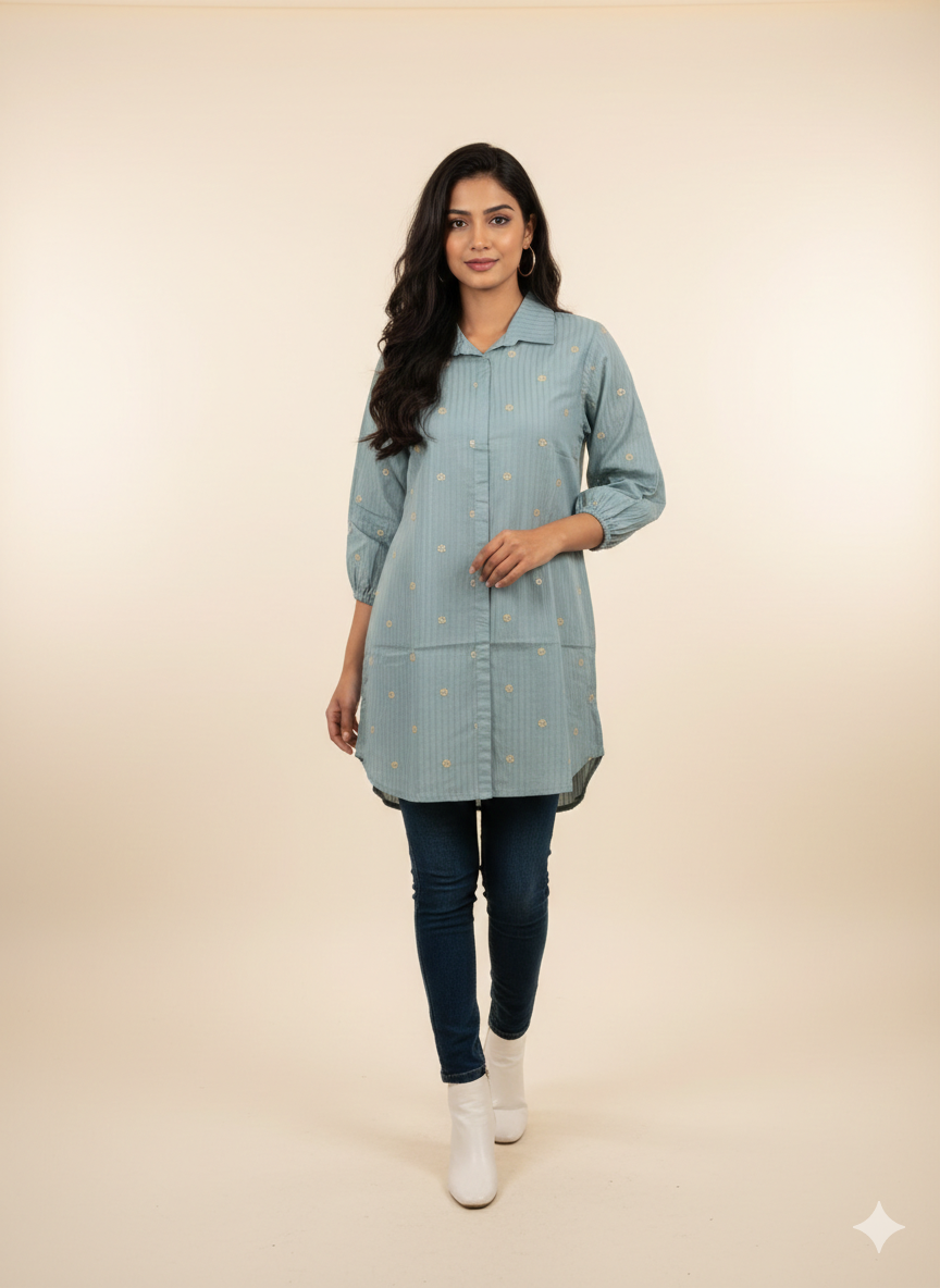 St101- Floral Embroidered Top