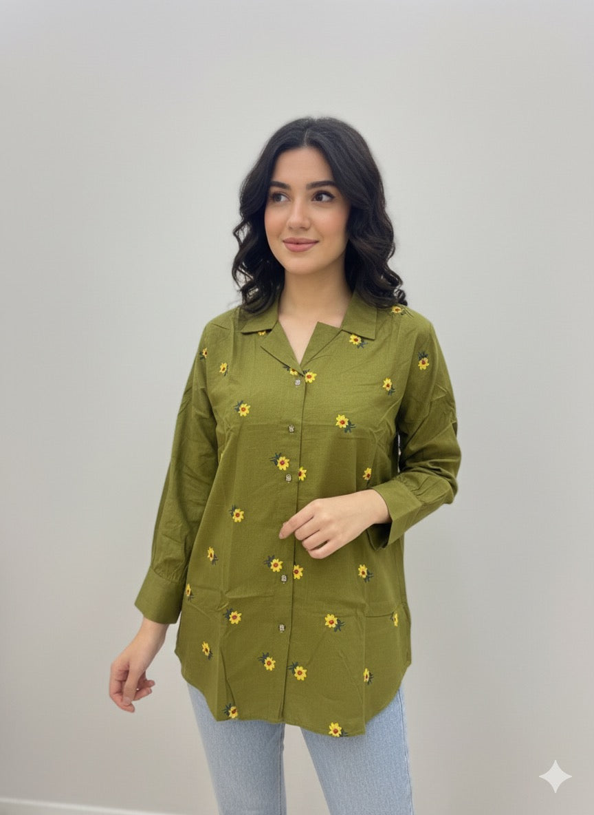 St038-  Sunflower Embroidered Baggy Top