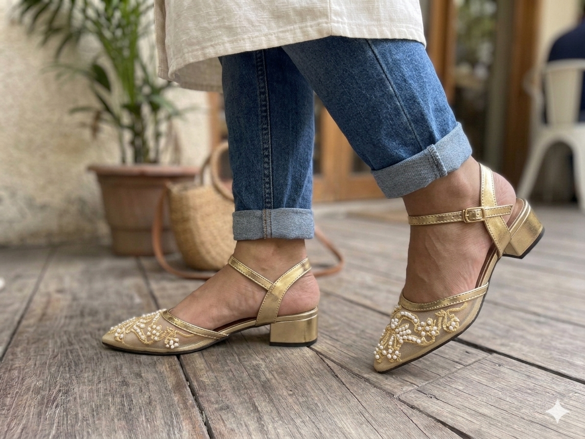 Sh056- Block Heel Net Half Pump