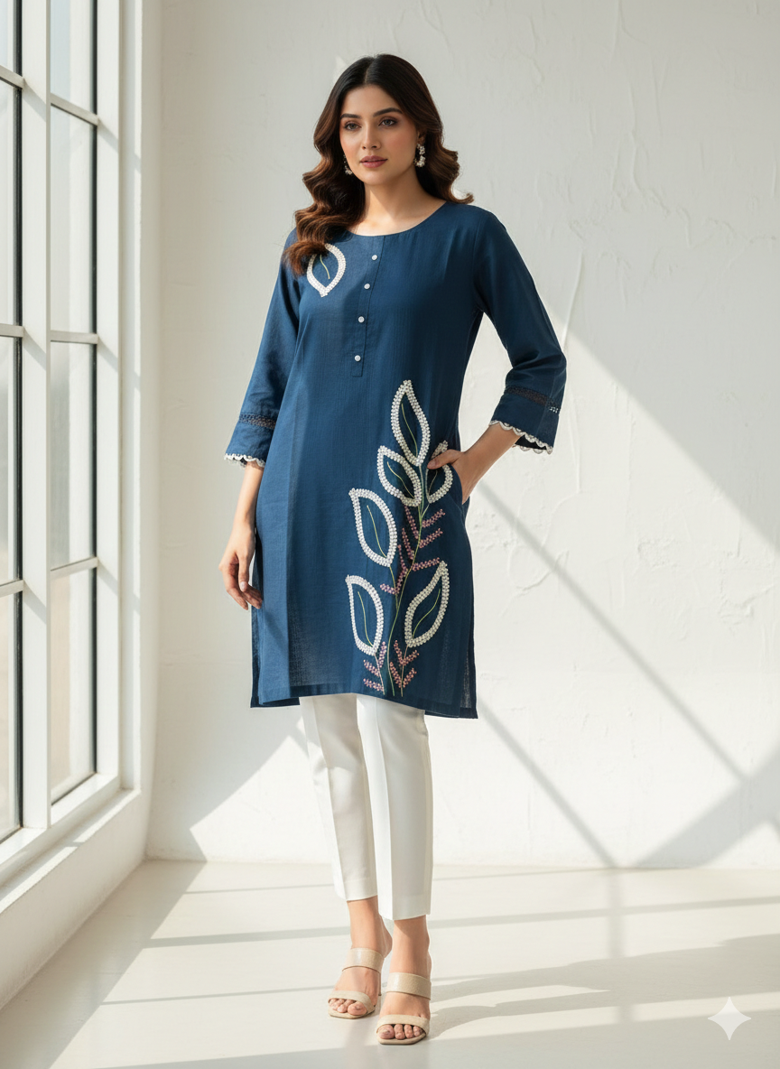 St100- Flower Embroidered Top