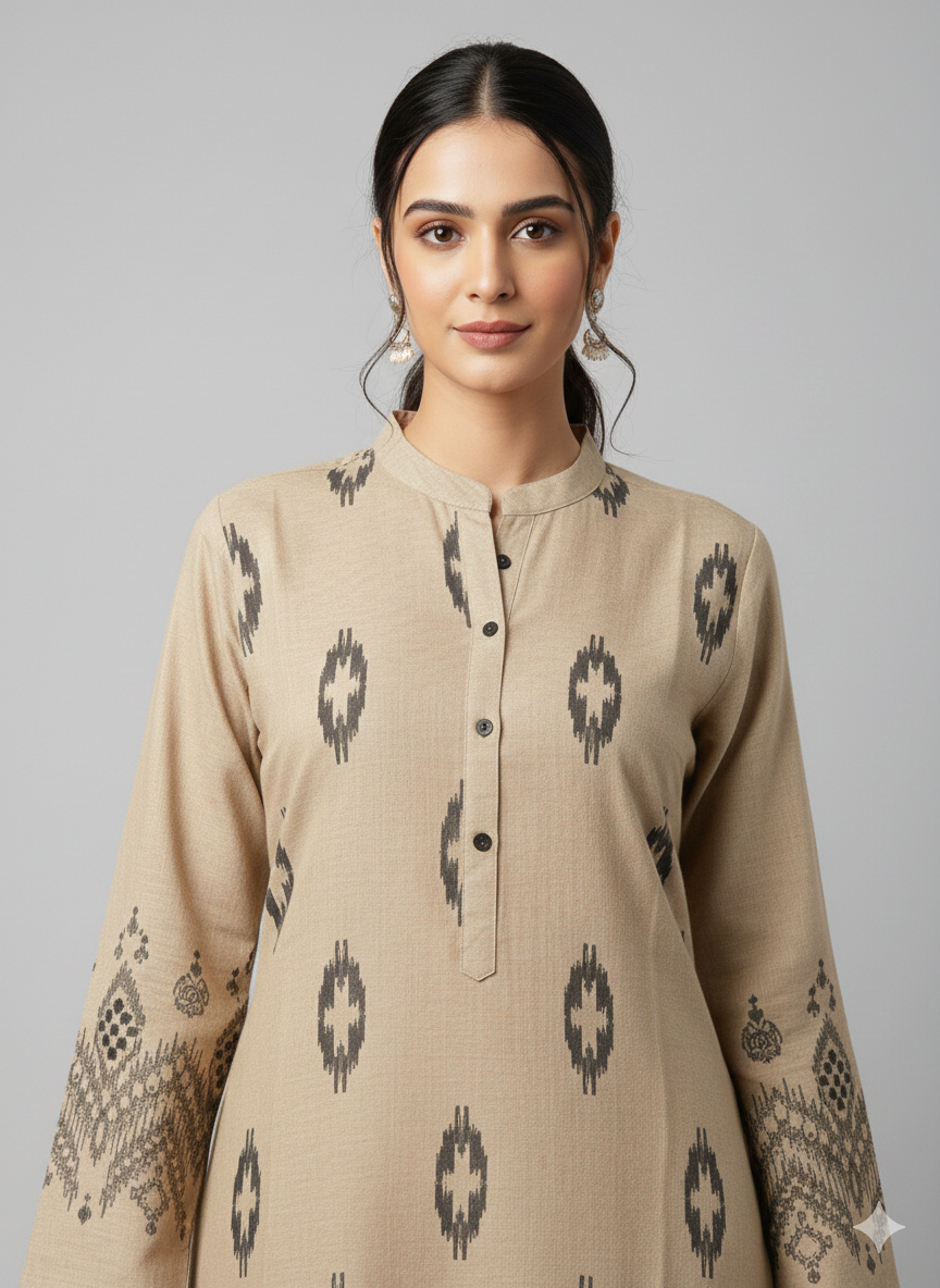 St007- Long Length Embroidered Top