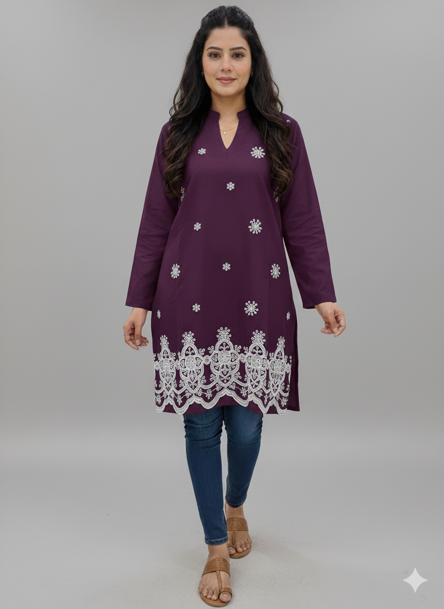 St052- Daman Embroidered Top