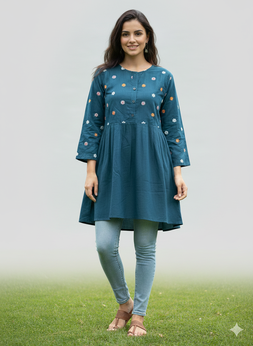 St022- Floral Embroidered Frock