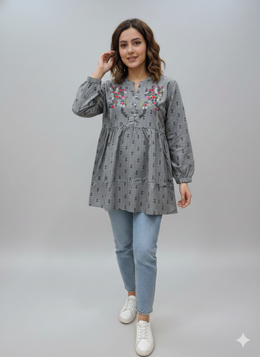 St026- Floral Embroidered Frock