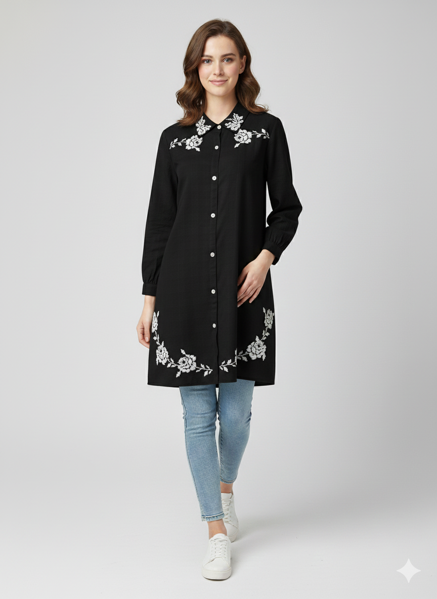 St053- Floral Embroidered Top