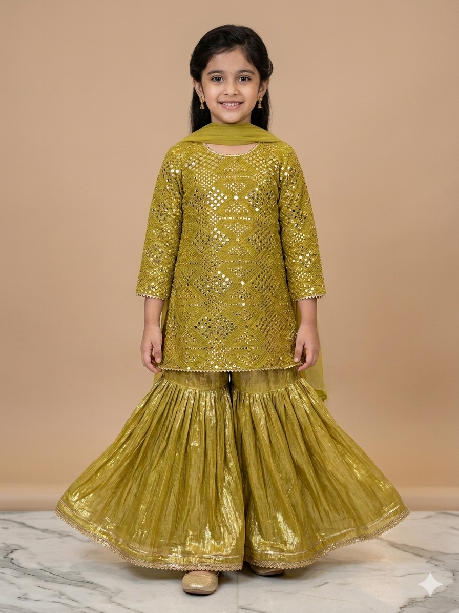Ff009- Sequence Fancy Shirt With Sharara