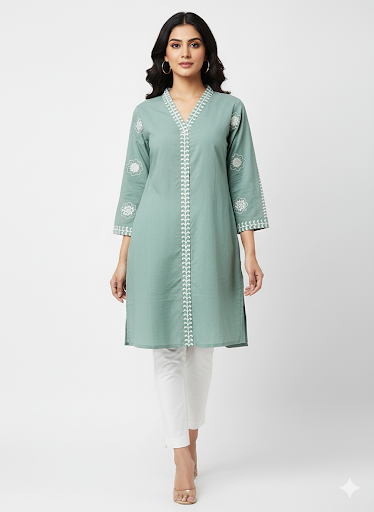 St067- Sleeves Embroidered Top