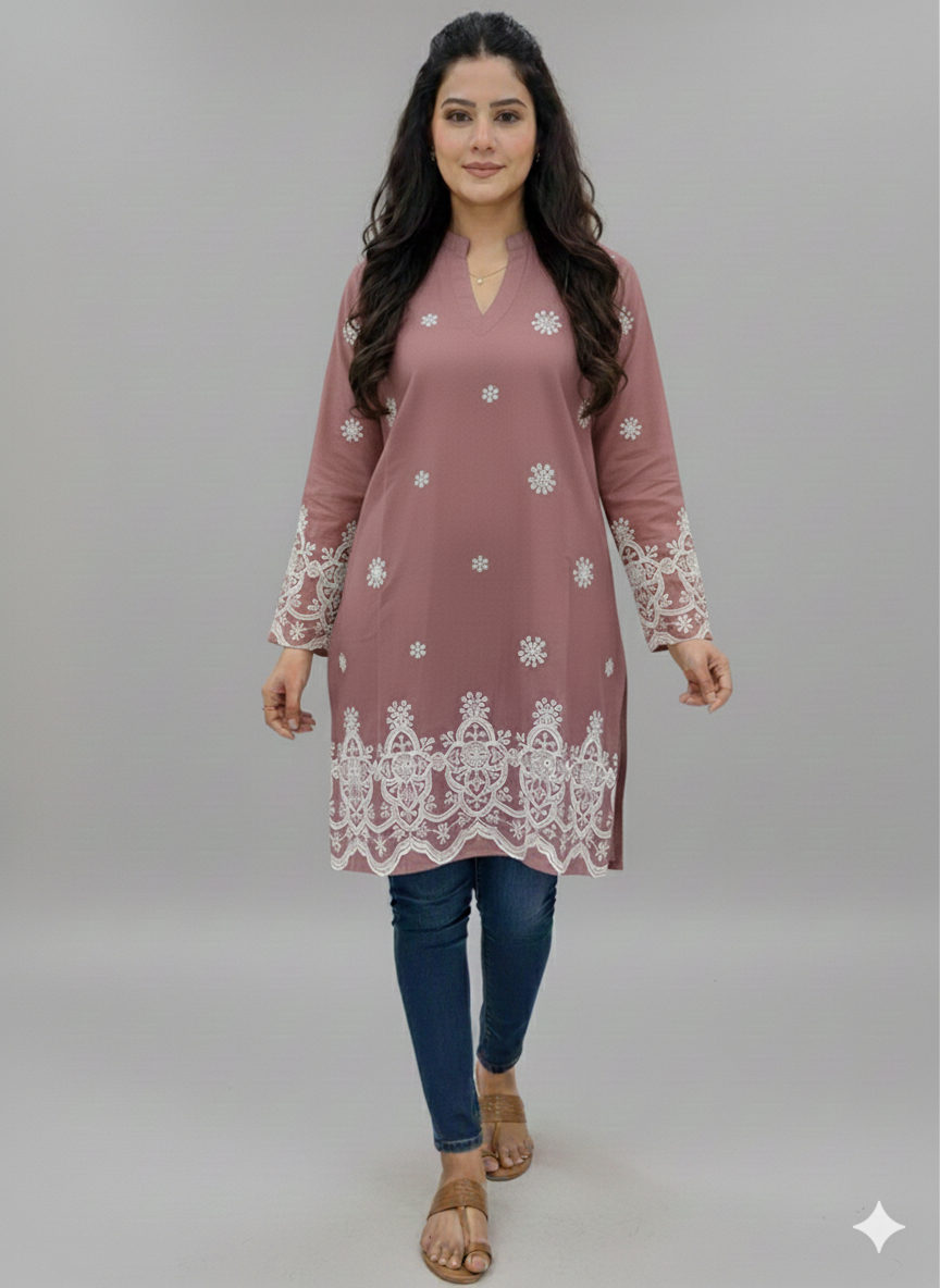 St052- Daman Embroidered Top