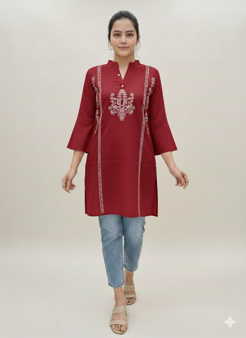 St050- Embroidered Floral Top