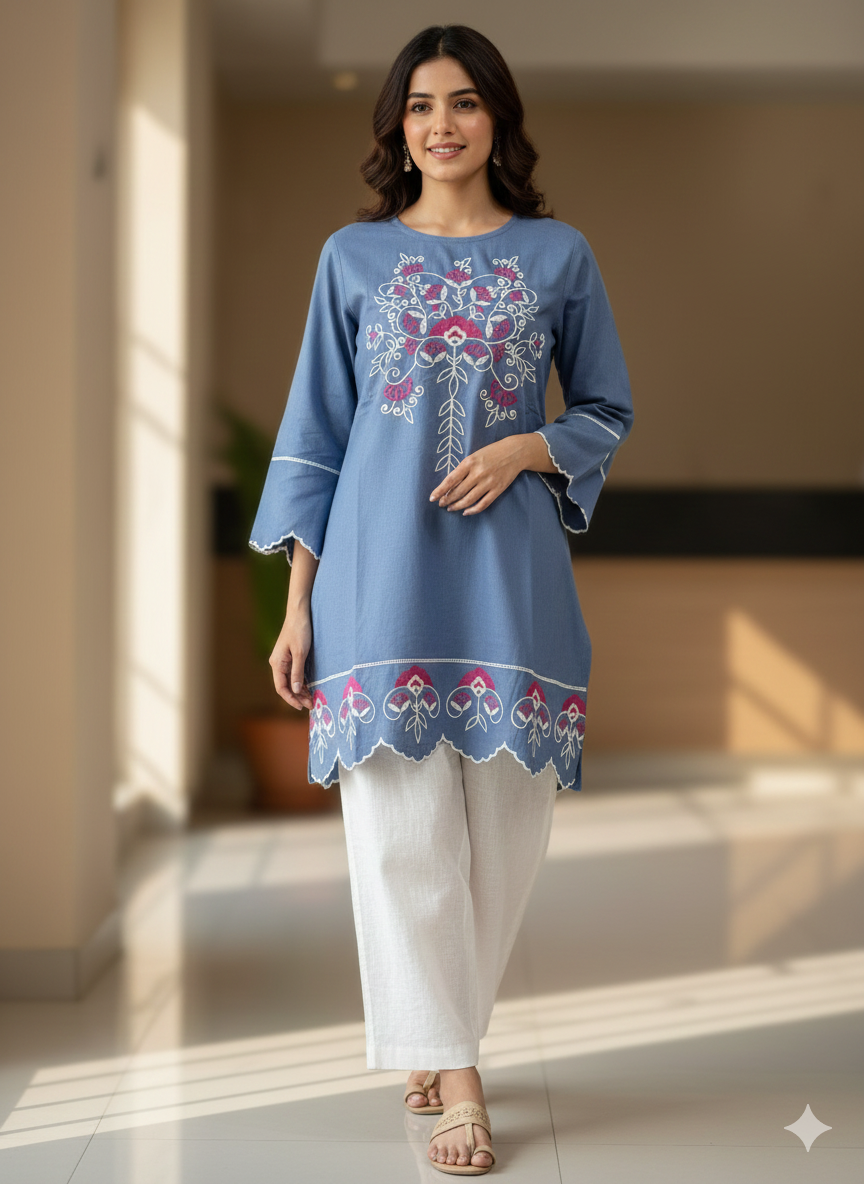 St043- Embroidered Floral Top