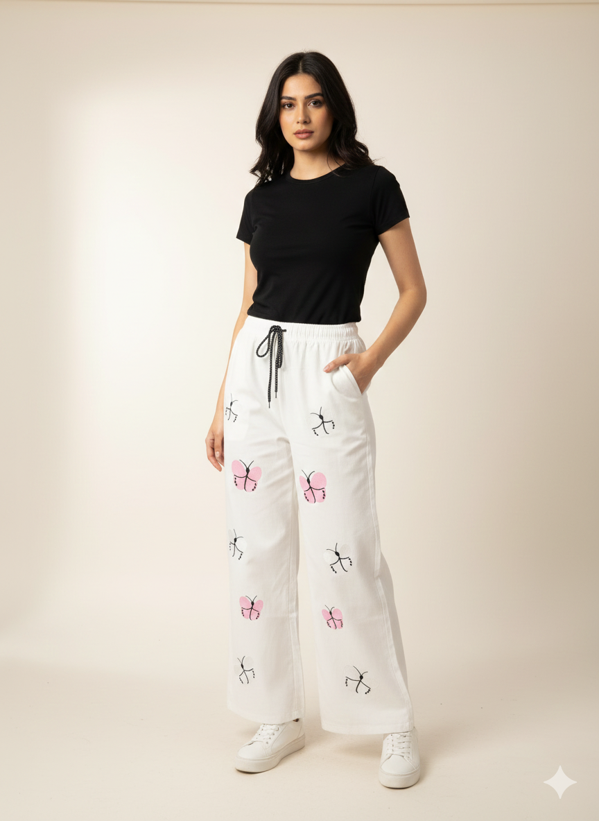 J007- Butterfly Embroidered Baggy Jeans