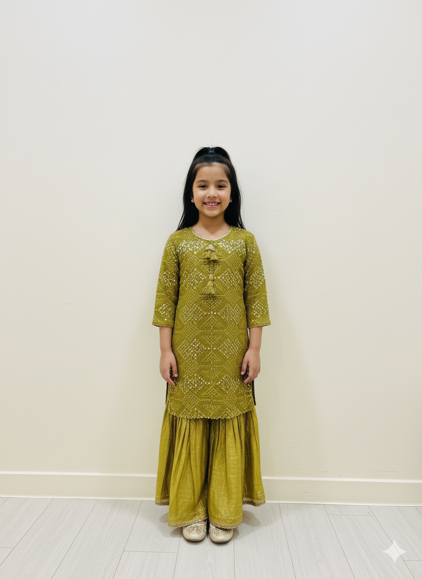 Ff009- Sequence Fancy Shirt With Sharara