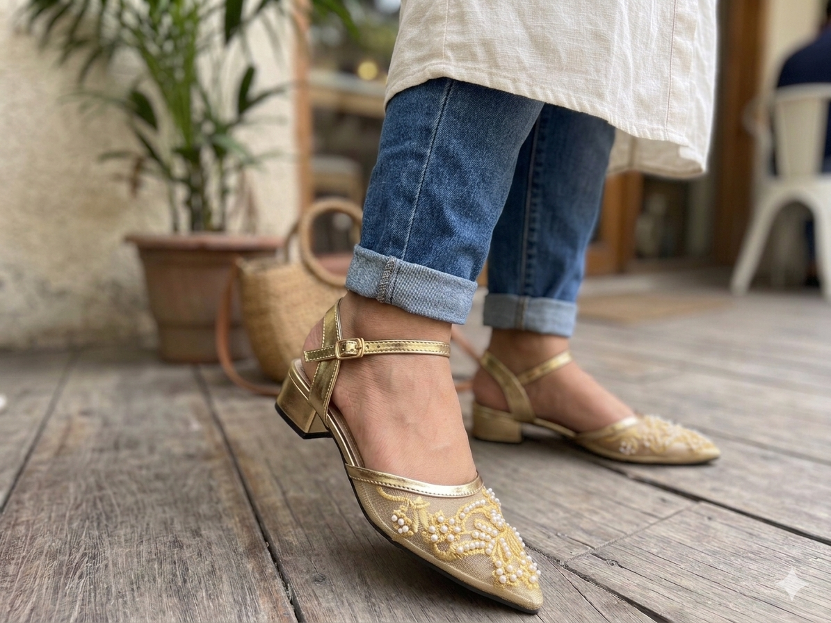 Sh056- Block Heel Net Half Pump