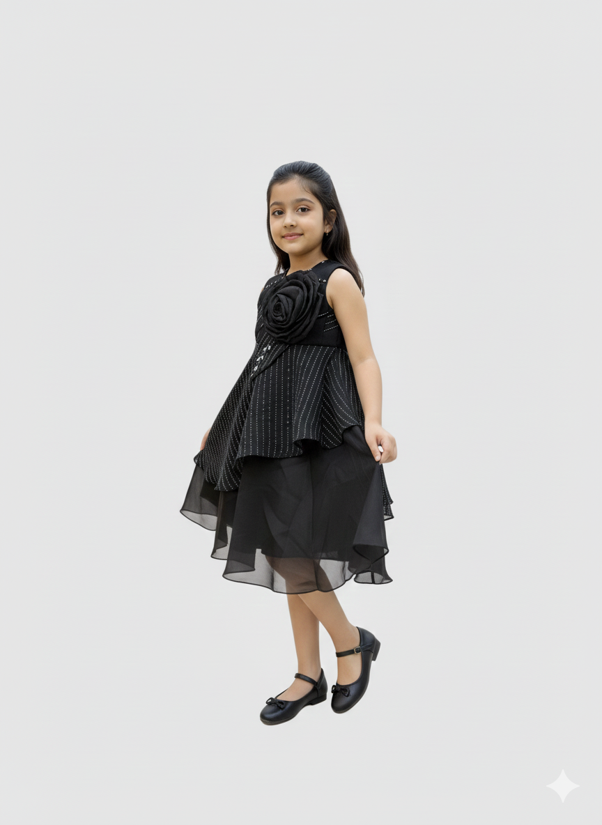 Ff002- Crystal Silk Floral Frock