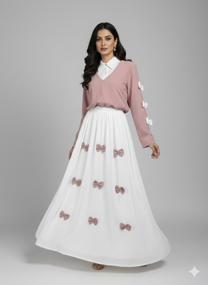 Cs017- 2pc Imported Grip Bow Style Maxi With Top