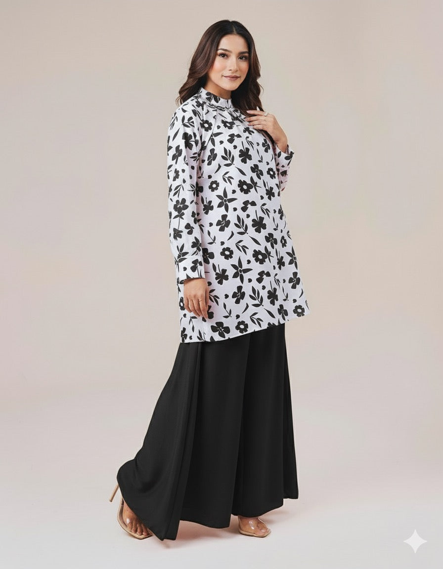 Grip Printed Top With Flapper