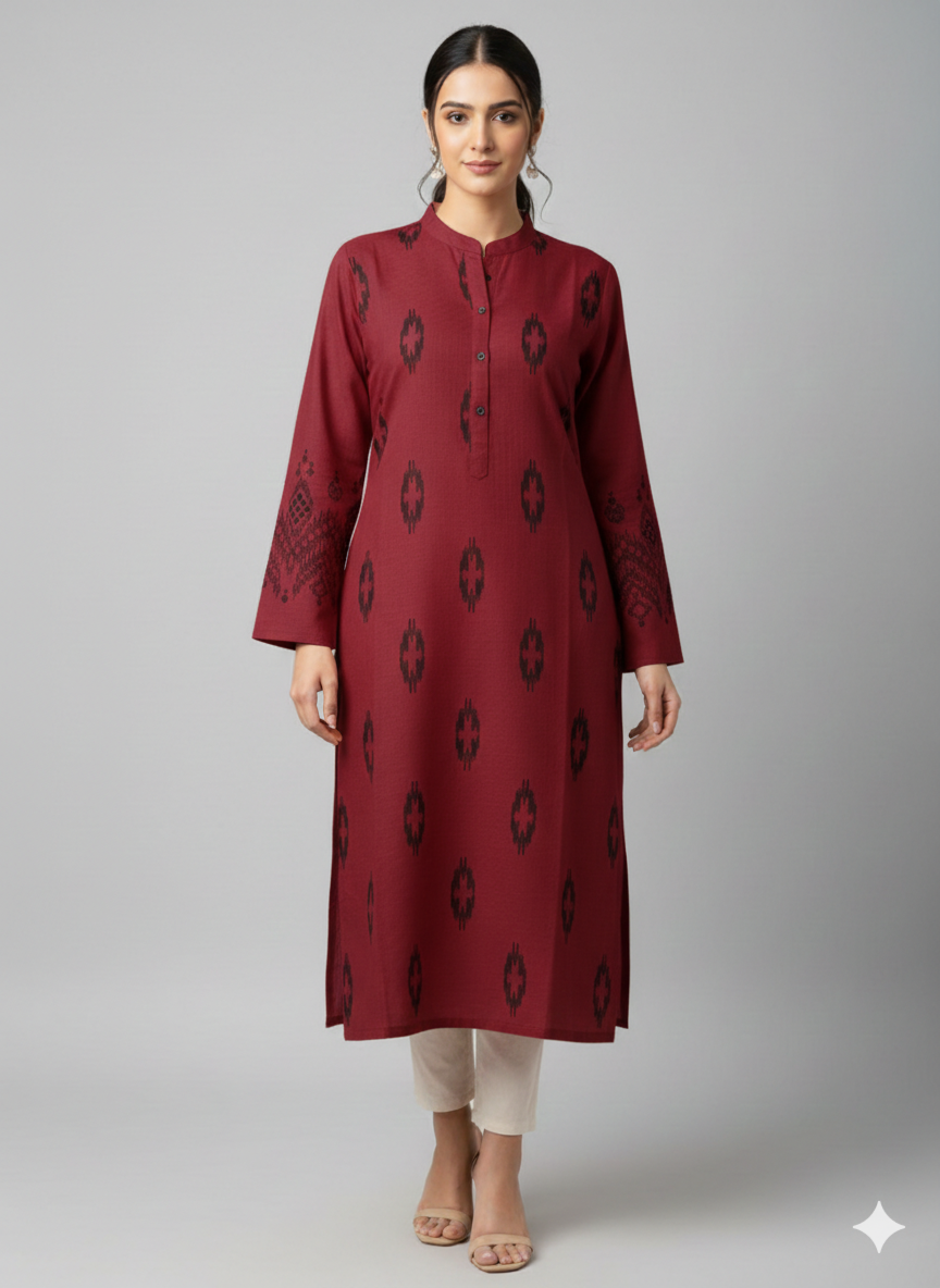 St007- Long Length Embroidered Top