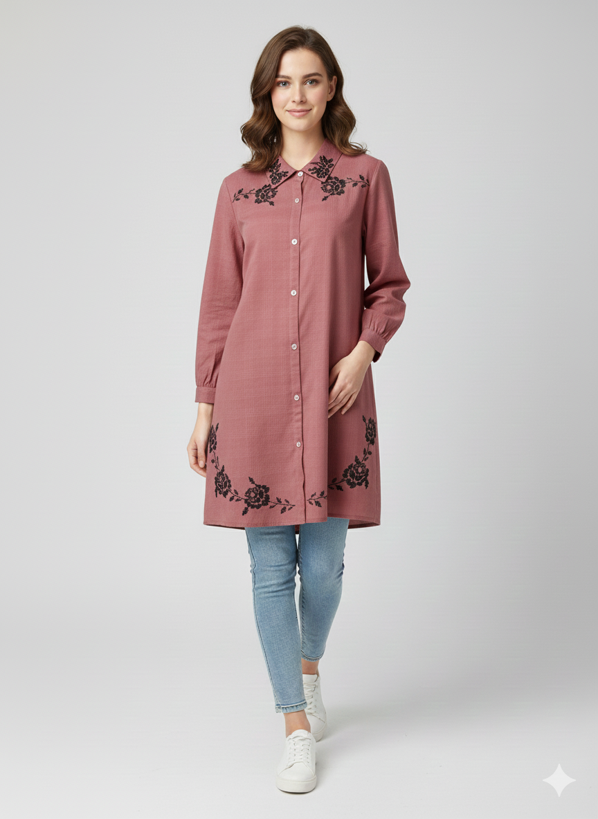 St053- Floral Embroidered Top