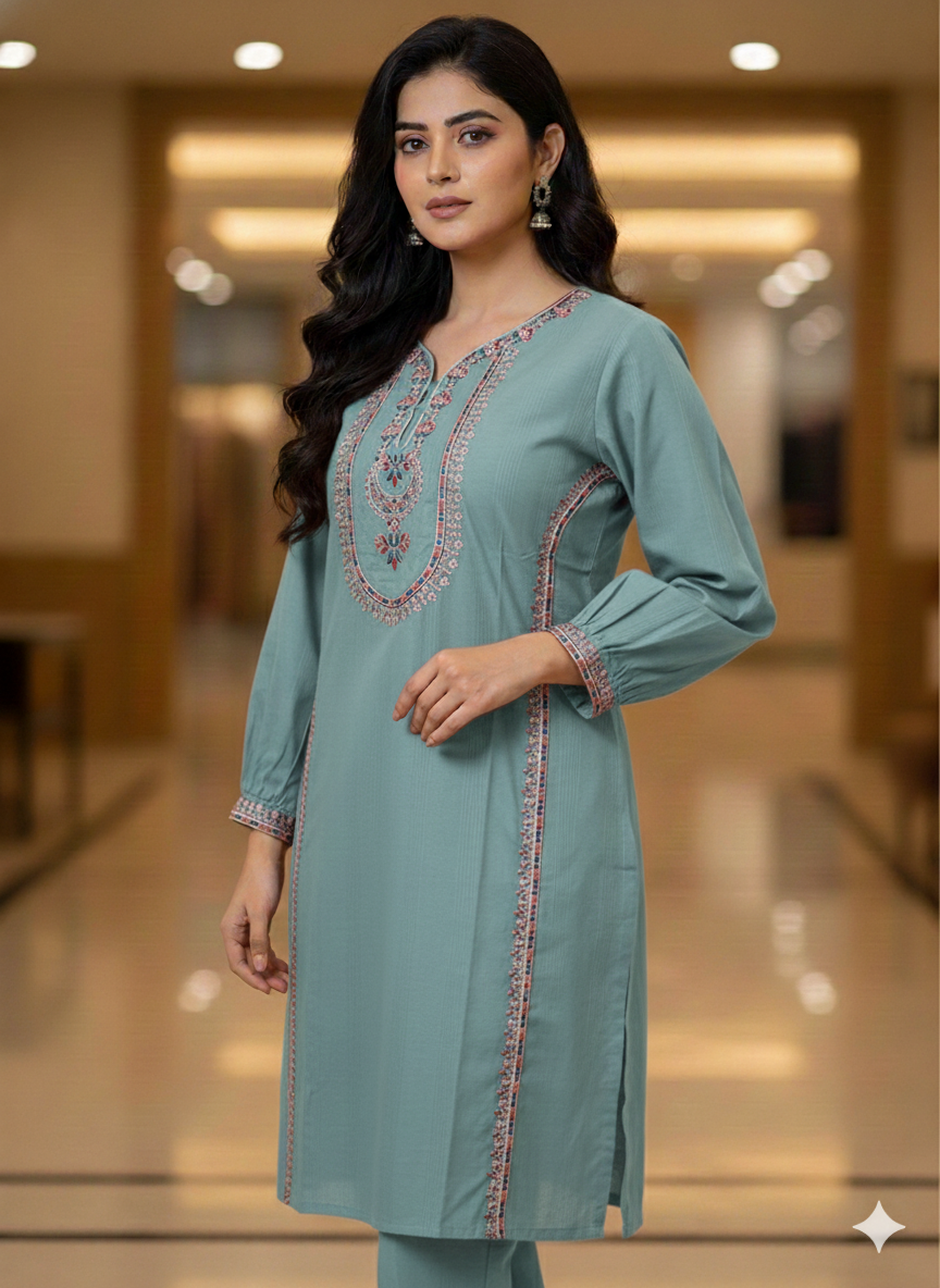 St015- Multi Sequence Embroidered Top