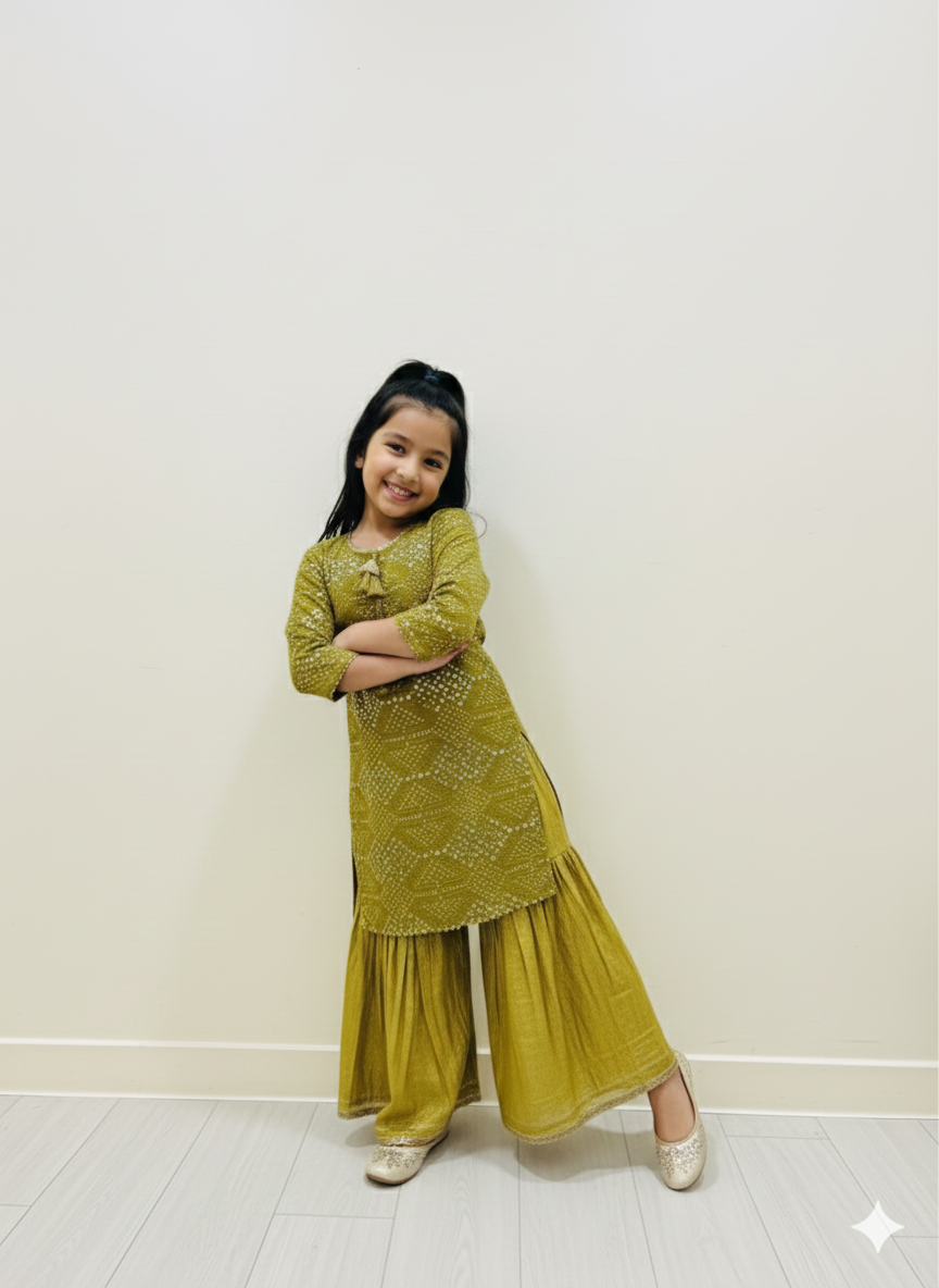 Ff009- Sequence Fancy Shirt With Sharara