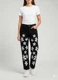 J019- Floral Printed Baggy Jeans