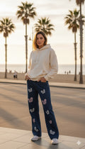Butterfly Embroidered Baggy Jeans
