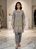 Lf039- 3pc Organza Embroidered Shirt With Trousers And Silk Dupatta
