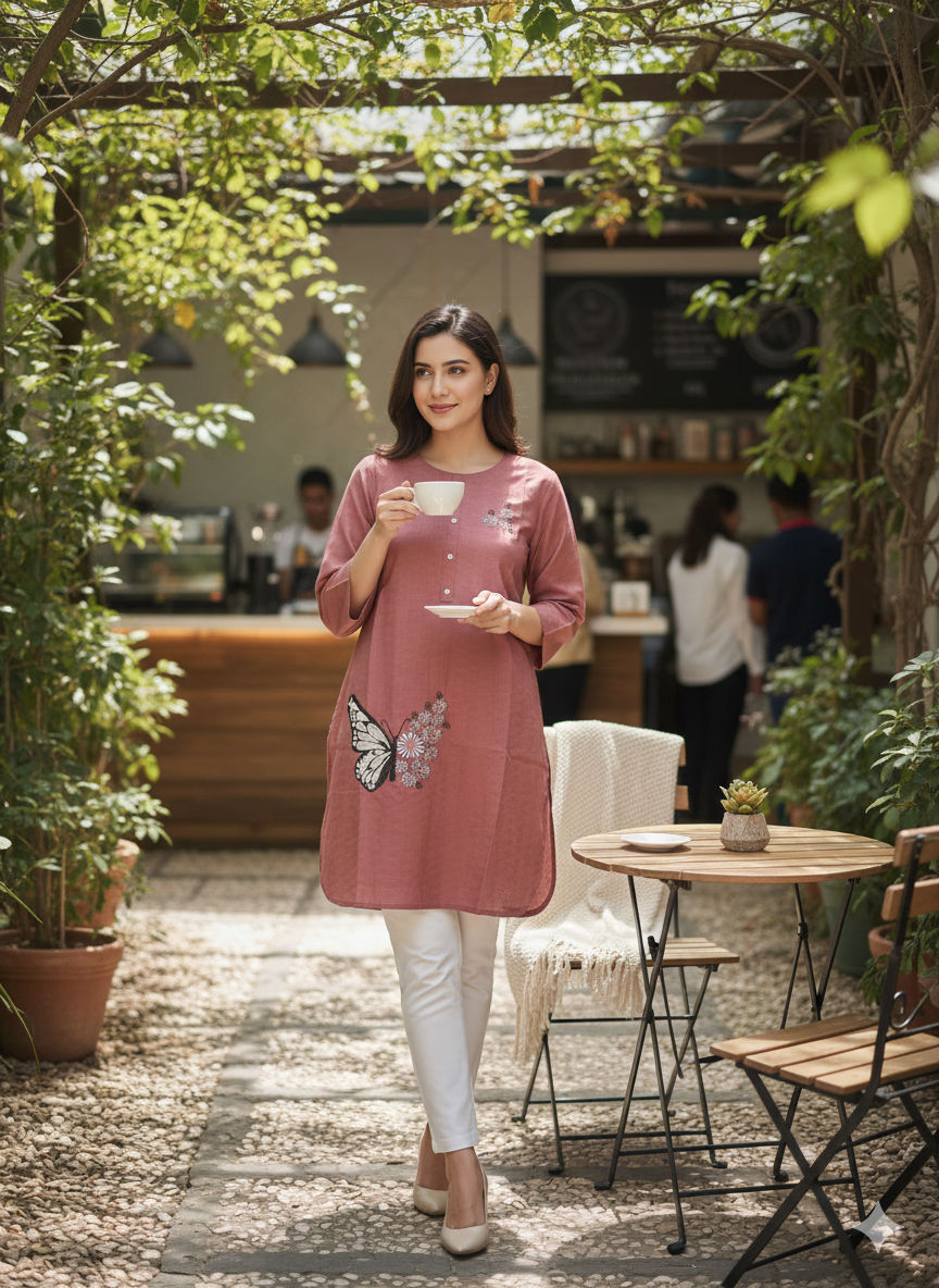 St069- Butterfly Embroidered Top