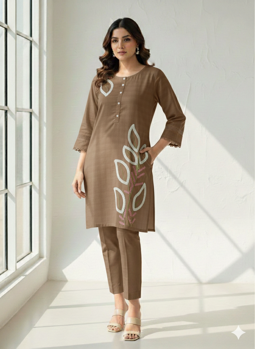 St100- Flower Embroidered Top