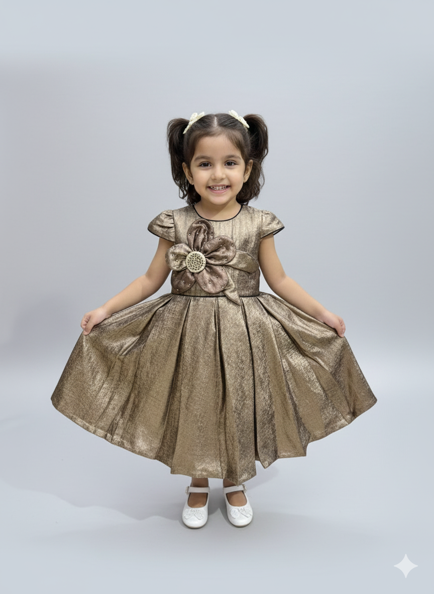 Ff005- Shamose Silk Floral Frock