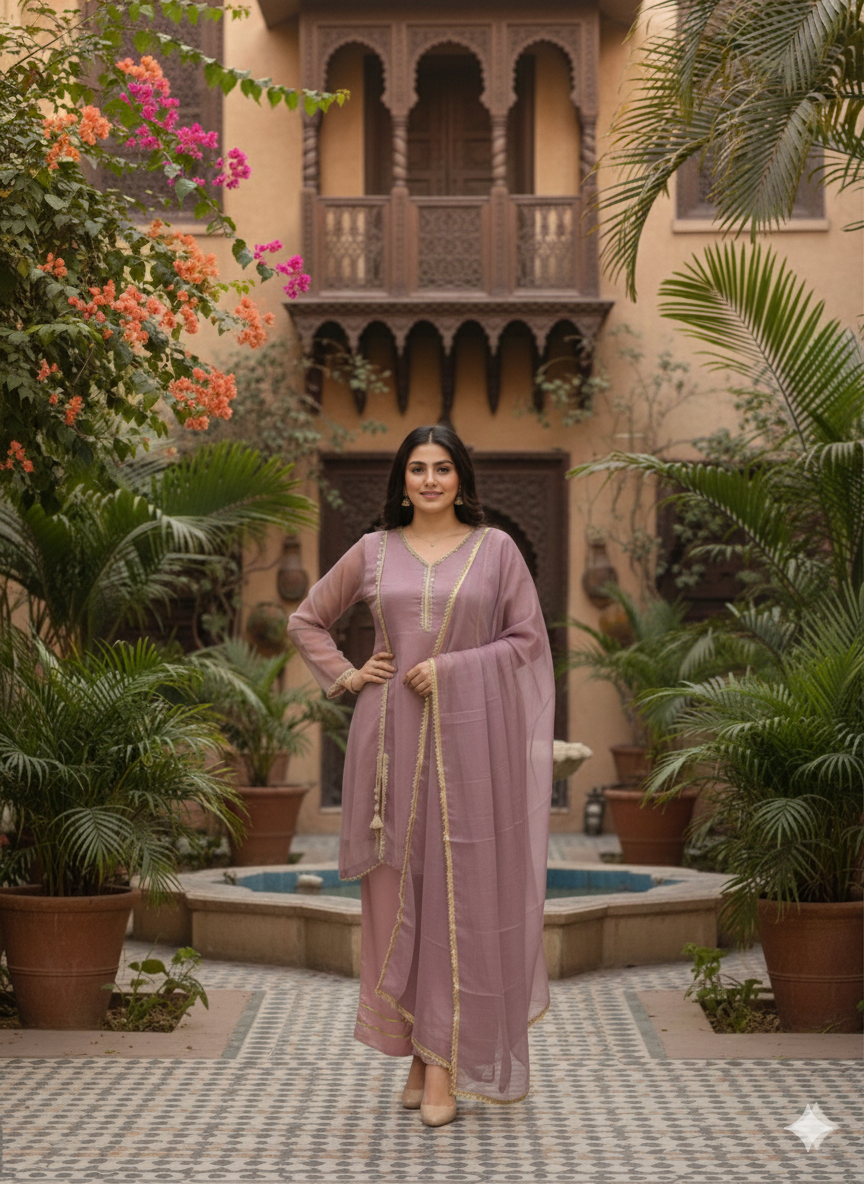 Lf015- 3pc Shafoon Short Frock With Flapper And Dupatta