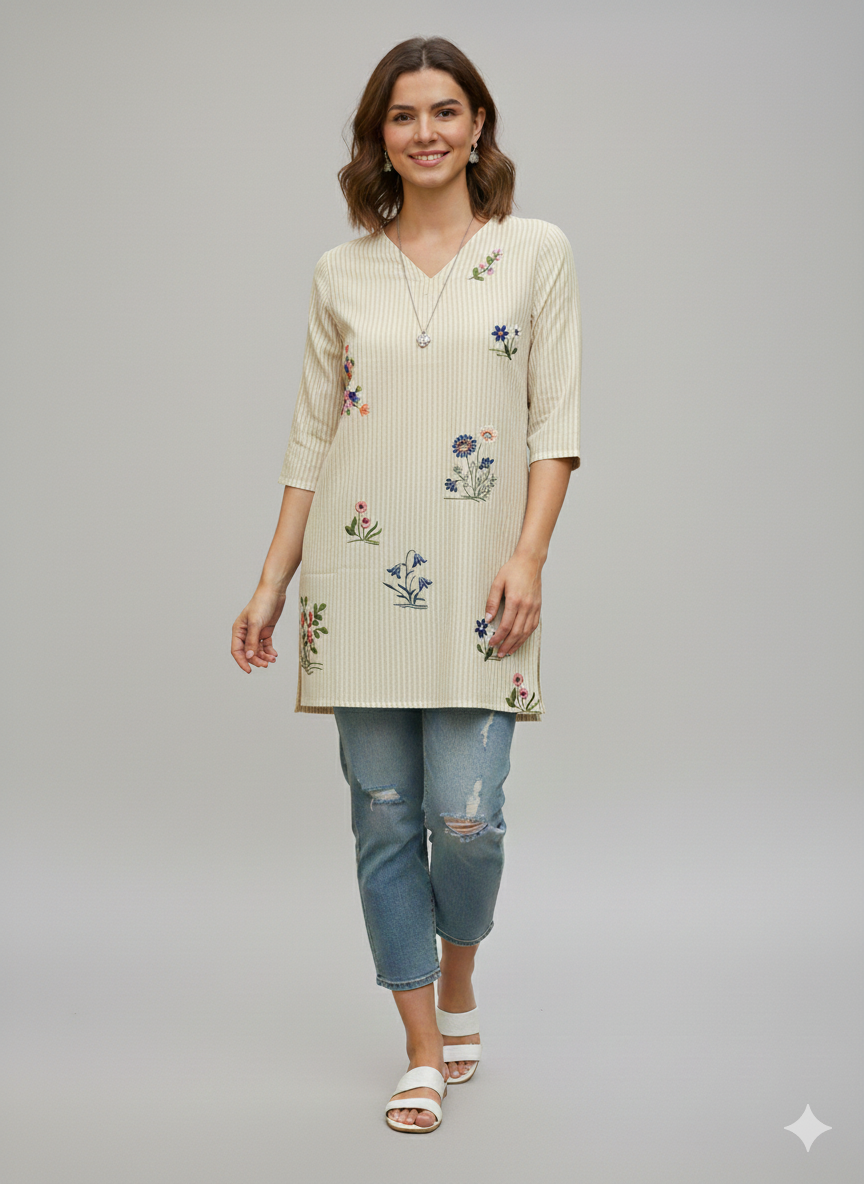 St023- Multi Embroidered Top
