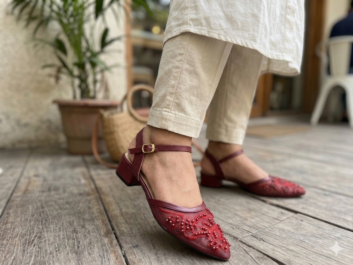 Sh056- Block Heel Net Half Pump