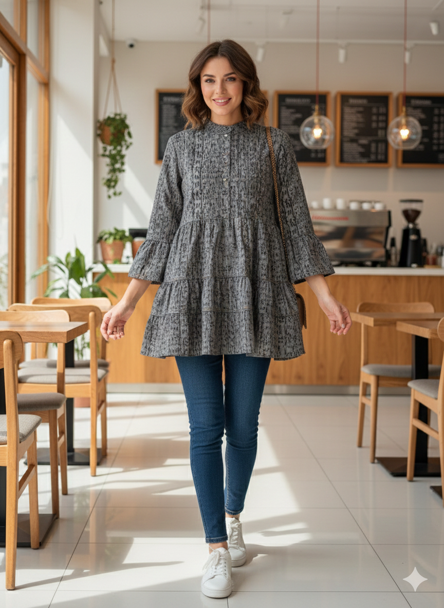 St027- Printed Flayer Frock