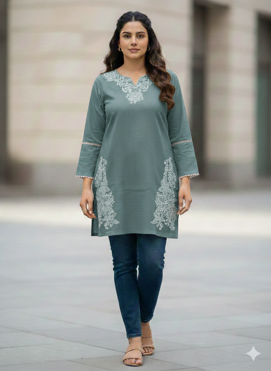 St048- Embroidered Floral Top