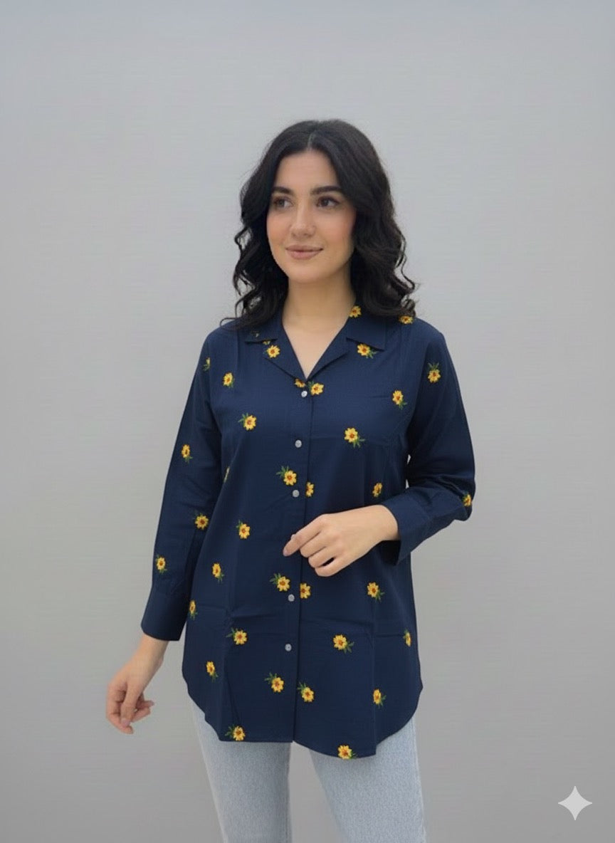 St038-  Sunflower Embroidered Baggy Top