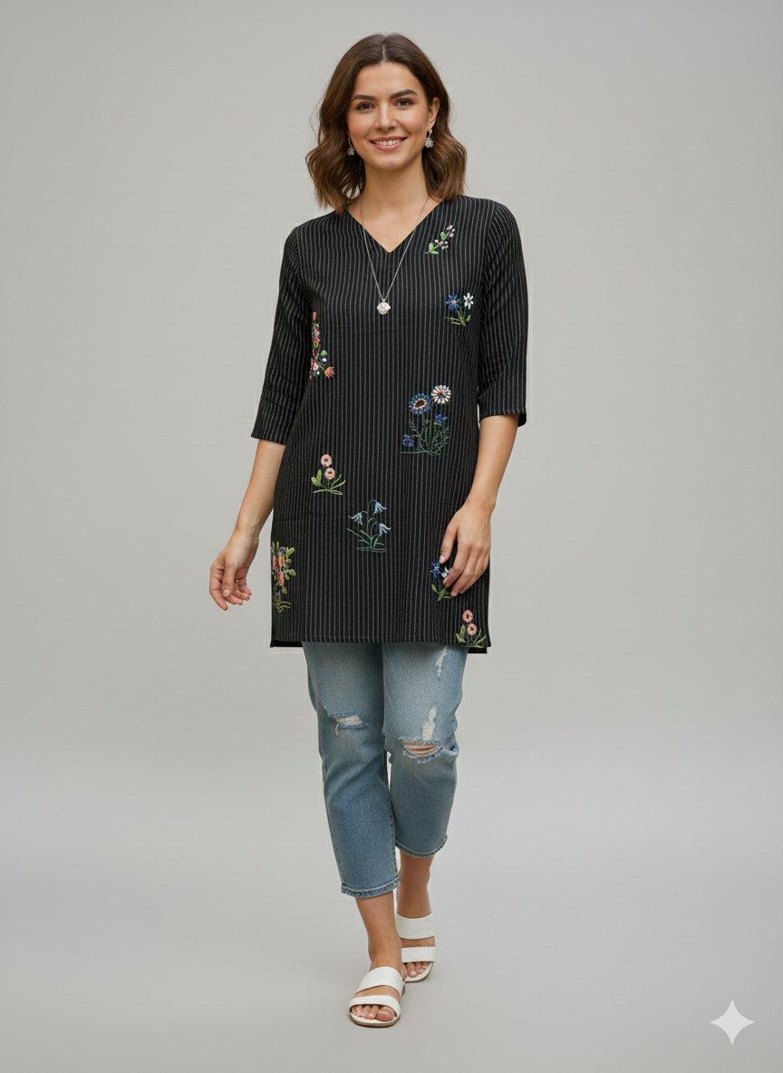 St023- Multi Embroidered Top