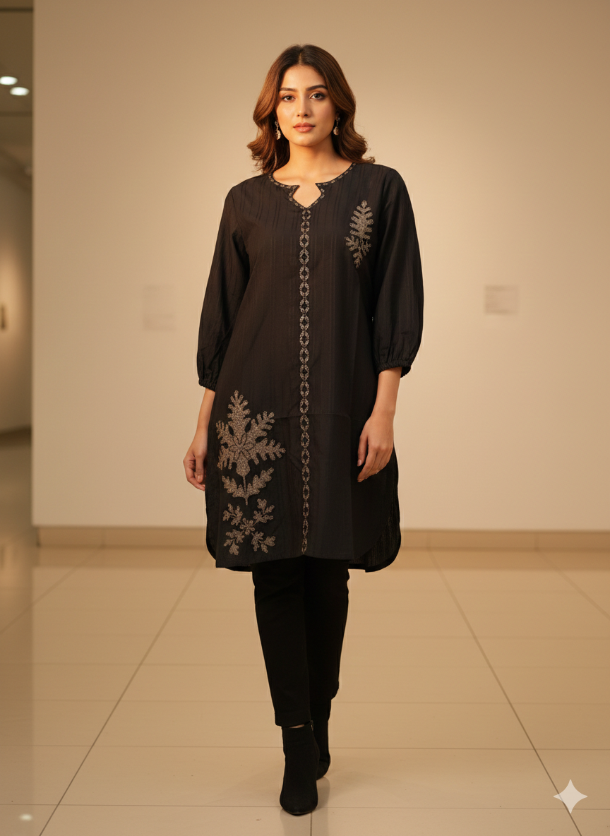 St107- Floral Embroidered Top