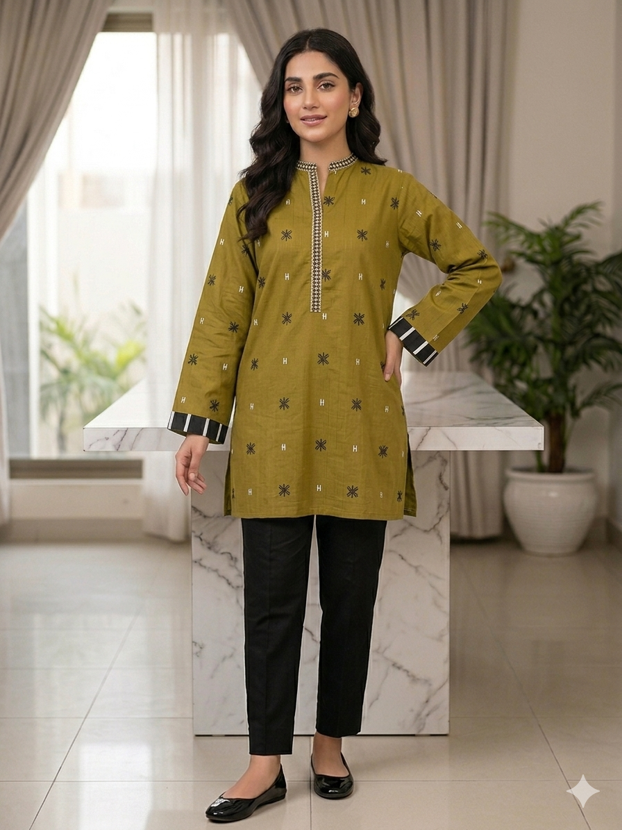 St126- Cotton Random Embroidered Top